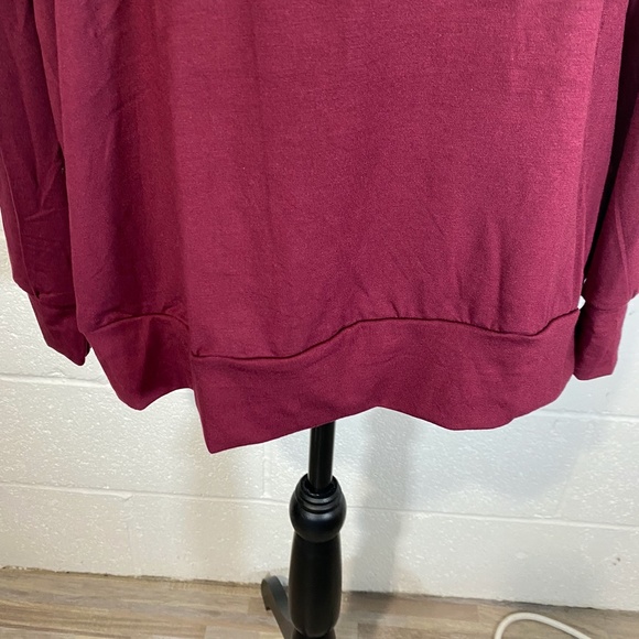 Perfect Peach Burgundy Wine Christmas Reindeer Gold Sequins Long Sleeve Shirt - Picture 6 of 9